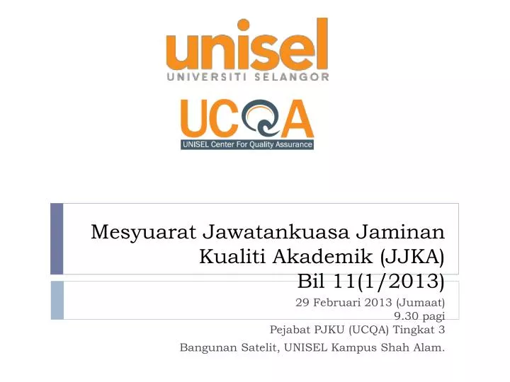 mesyuarat jawatankuasa jaminan kualiti akademik jjka bil 11 1 2013