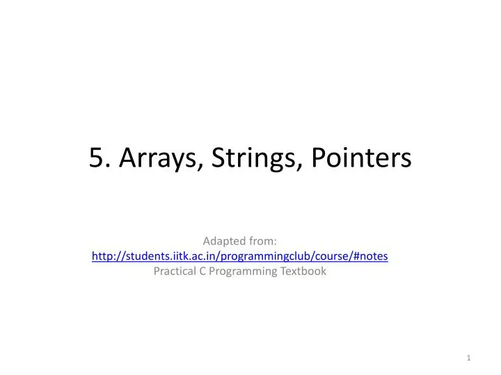 5 arrays strings pointers