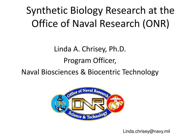 synthetic biology research at the office of naval research onr