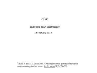 cavity ring down spectroscopy 14 February 2012
