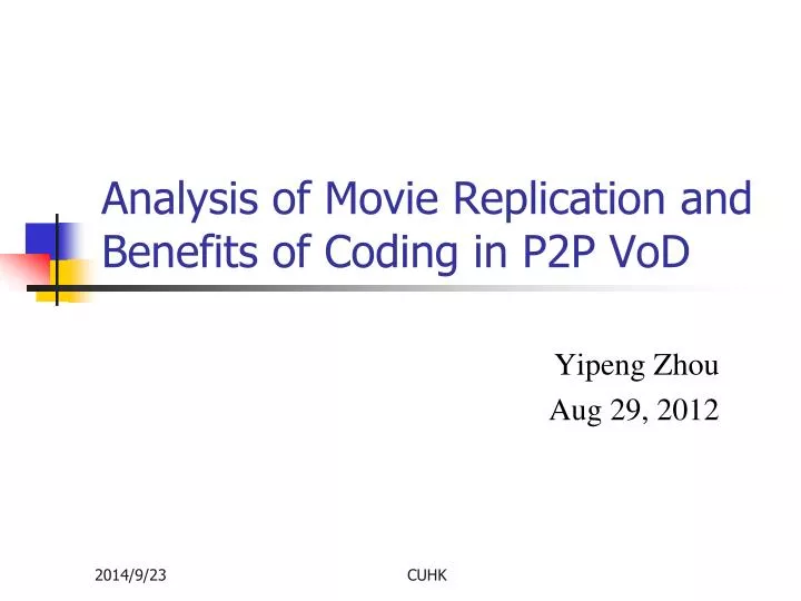 analysis of movie replication and benefits of coding in p2p vod