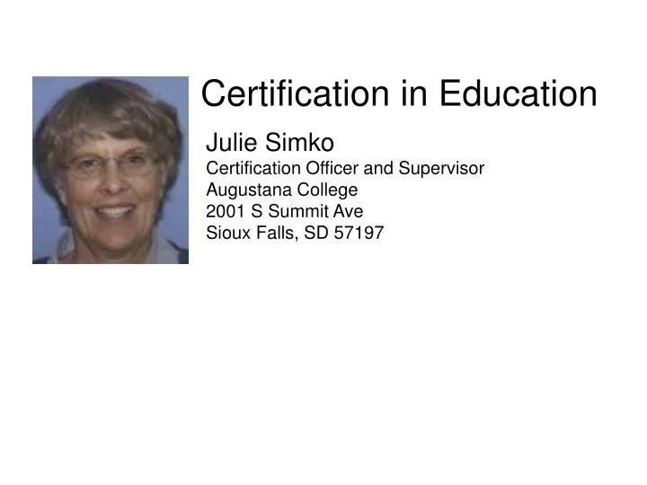 certification in education