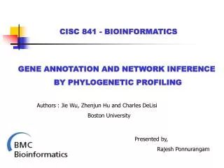 CISC 841 - BIOINFORMATICS