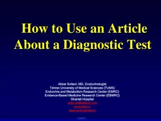 How to Use an Article About a Diagnostic Test