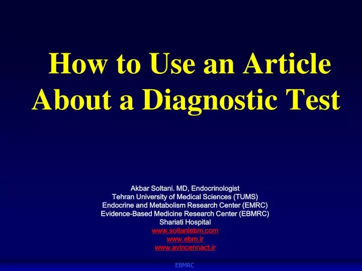 how to use an article about a diagnostic test
