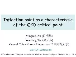 Inflection point as a characteristic of the QCD critical point