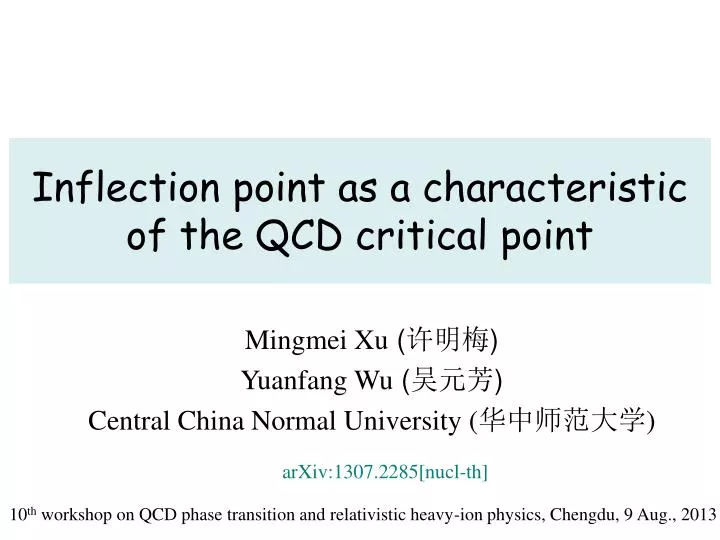 inflection point as a characteristic of the qcd critical point