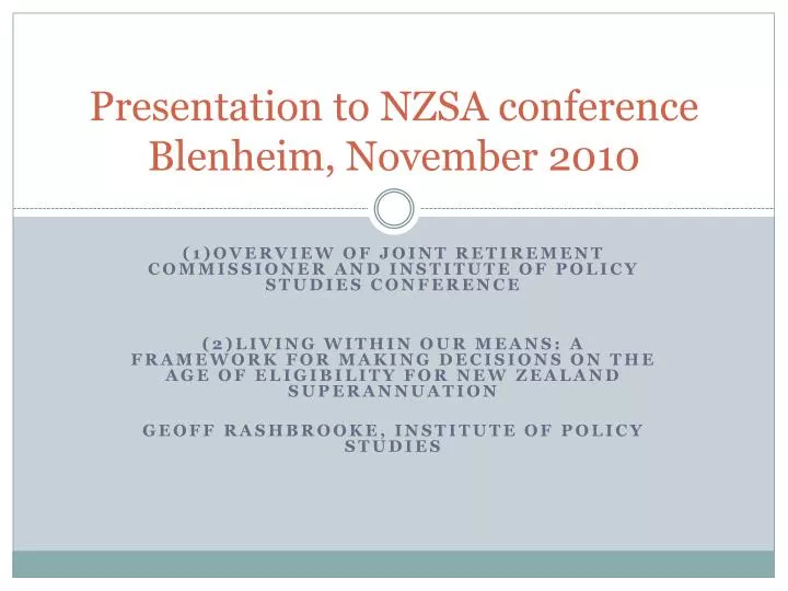 presentation to nzsa conference blenheim november 2010