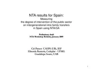 NTA results for Spain: Measuring the degree of intervention of the public sector