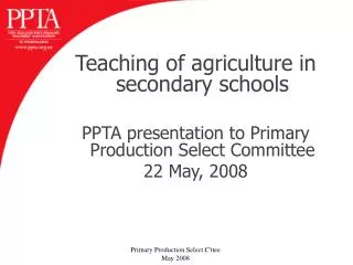 Teaching of agriculture in secondary schools