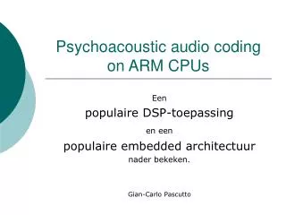 Psychoacoustic audio coding on ARM CPUs