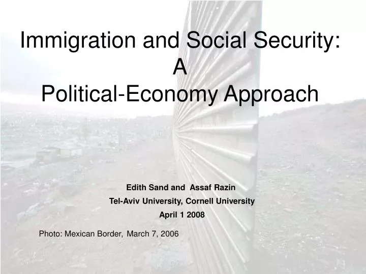 immigration and social security a political economy approach