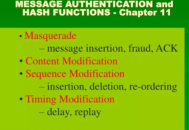 message authentication and hash functions chapter 11