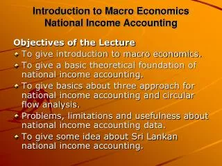 Introduction to Macro Economics National Income Accounting