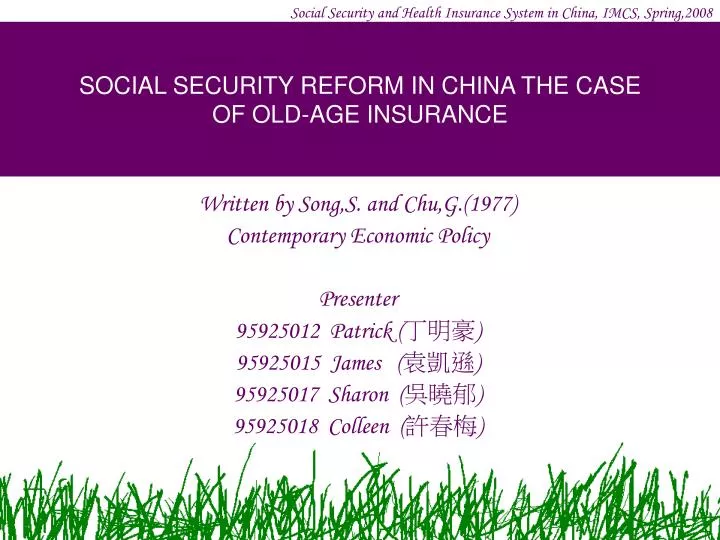 social security reform in china the case of old age insurance