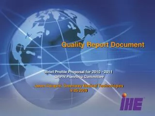 Quality Report Document