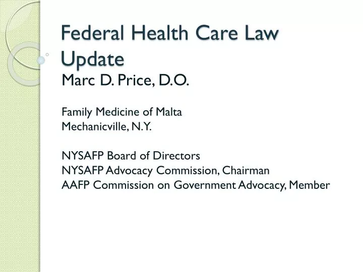 federal health care law update