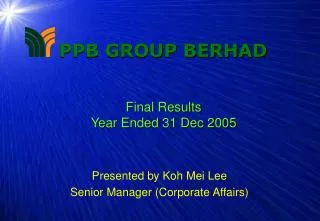 Final Results Year Ended 31 Dec 2005
