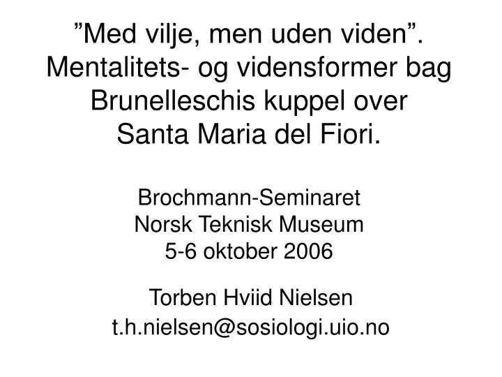 torben hviid nielsen t h nielsen@sosiologi uio no