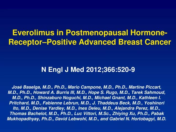 everolimus in postmenopausal hormone receptor positive advanced breast cancer