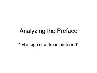 Analyzing the Preface
