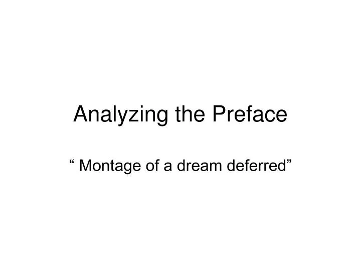 analyzing the preface