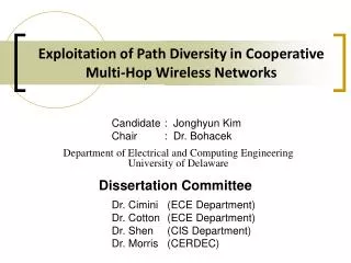 Exploitation of Path Diversity in Cooperative Multi-Hop Wireless Networks