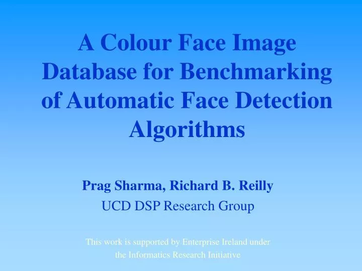 a colour face image database for benchmarking of automatic face detection algorithms