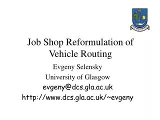 Job Shop Reformulation of Vehicle Routing