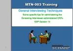 MTN-003 Training