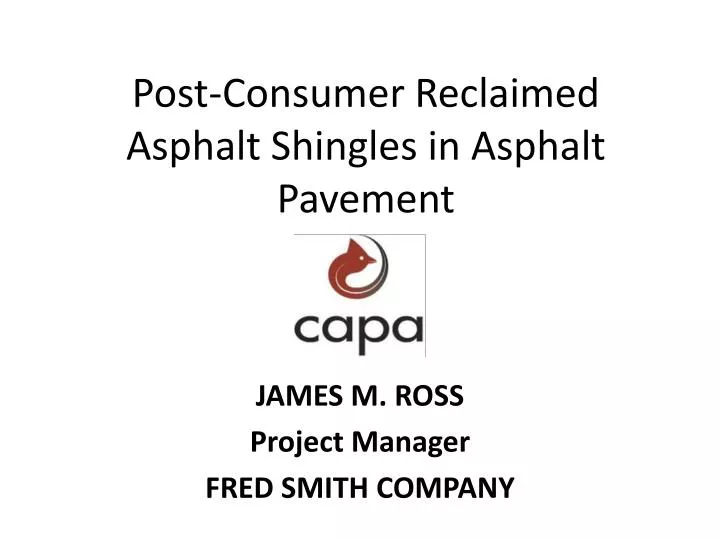 post consumer reclaimed asphalt shingles in asphalt pavement