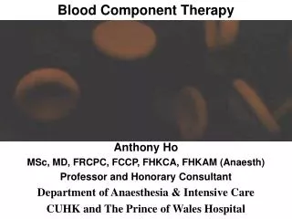 Blood Component Therapy