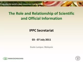 The Role and Relationship of Scientific and Official Information