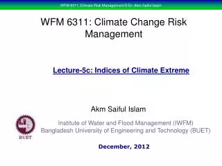 WFM 6311: Climate Change Risk Management