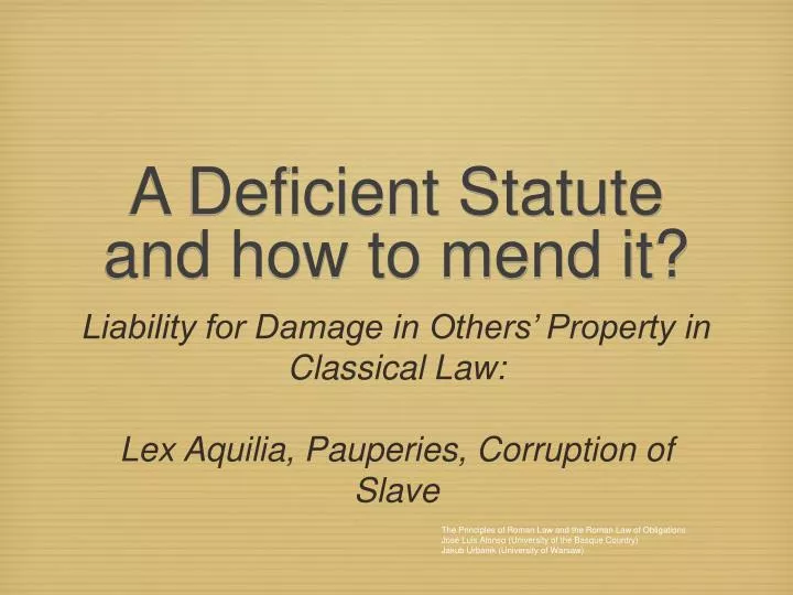 a deficient statute and how to mend it