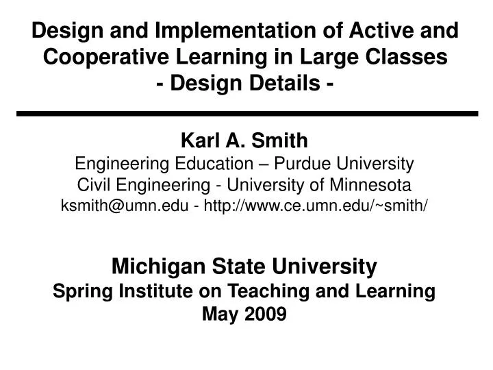 design and implementation of active and cooperative learning in large classes design details