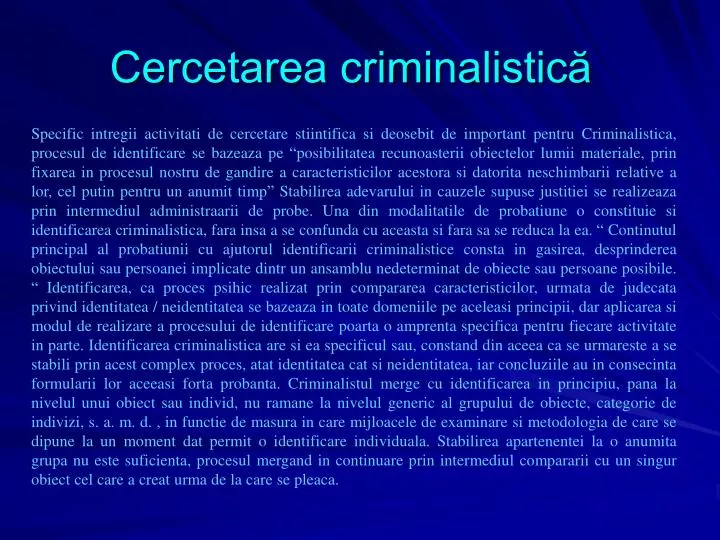 cercetarea criminalistic