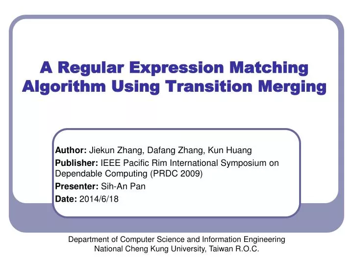 a regular expression matching algorithm using transition merging