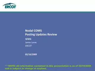 Nodal COMS Posting Updates Review