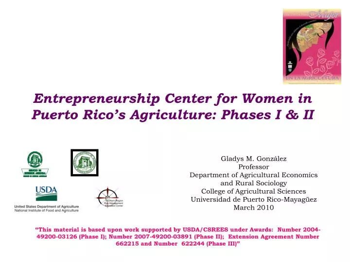 entrepreneurship center for women in puerto rico s agriculture phases i ii
