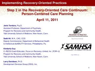 Implementing Recovery-Oriented Practices