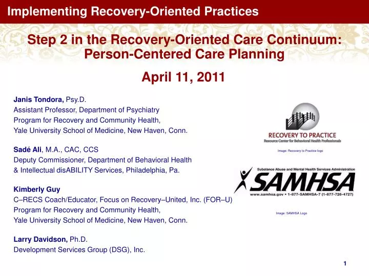 implementing recovery oriented practices