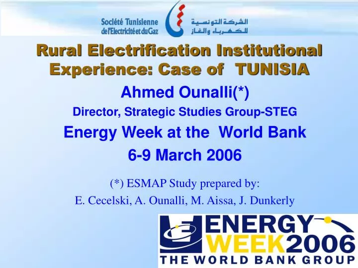 rural electrification institutional experience case of tunisia