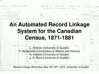 An Automated Record Linkage System for the Canadian Census, 1871-1881