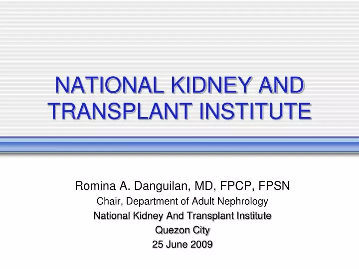 national kidney and transplant institute