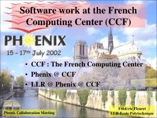 Software work at the French Computing Center (CCF)