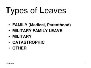 FAMILY (Medical, Parenthood) MILITARY FAMILY LEAVE MILITARY CATASTROPHIC OTHER