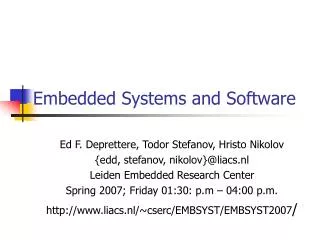 Embedded Systems and Software