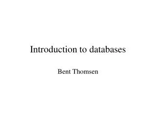 Introduction to databases