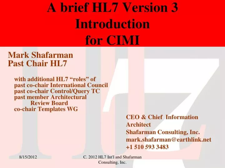a brief hl7 version 3 introduction for cimi